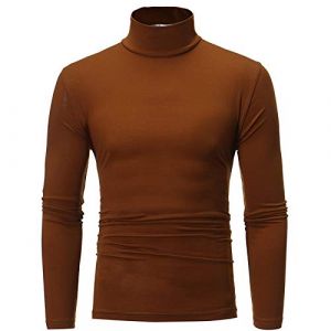 Homme T-Shirt Thermique Manches Longues Haut Thermique Hiver Pull Chaud Maillot de Corps sous-Vêtement de Détente Chemise à Col Roulé Top Sport Sweat Homme M-3XL (SUNNSEAN, neuf)