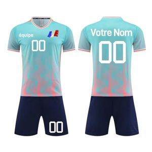 Maillot de Foot Personnalisable Tenue Sport Maillot Equipe de France Football 2025 Enfant Homme Personnalisé avec Nom Numéro L'équipe Le Logo Tshirt Foot France Tee Shirt Personnalisé(#32) (Yunshenla, neuf)