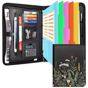Leathario Portfolio A4 en Cuir PU Porte Document pour Bureau, Classeur à Quatre Anneaux avec Bloc - Notes, Agenda d'affaires Organiseur de Conférence,Conférencier pour Directeur (perfectobag, neuf)