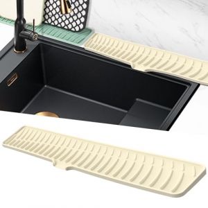 Volminex Tapis Égouttoir Étroits, Tapis de Robinet en Silicone, Tampon de Sechage Evier, Tapis de Protection de Drainage, Tampon Egouttoir Vaisselle pour Cuisine, Salle de Bain (Jaune, 60 cm) (Agenan, neuf)