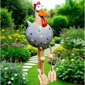 Statues de Poulet Jardin Décoration en Résine Drôle en Forme de Poule Figurine Animaux Sculptures pour Ja-rdin,Poules en Céramique Décoratives (Ruiaqer, neuf)
