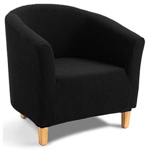 TIANSHU Housse de Fauteuil Chesterfield,Jacquard Housse de Canapé Tub Chair Housse Fauteuil Club Extensible Lavable Antidérapant(Noir) (TIANSHU FR (Trademark registration No 018062900), neuf)