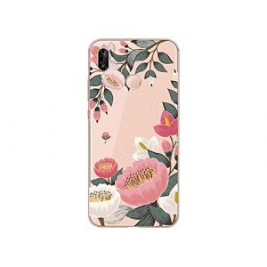 NOVAGO Coque pour Huawei P20 Lite en Gel TPU Souple Transparente Résistante et Solide Anti Choc avec Impression de qualité (1 Coque, Grosse Fleur) (NOVAGO-Vendeur PRO français, neuf)