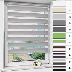 Magiea Store Enrouleur Jour Nuit sans Percage, Rideau Jour Nuit, Protection Solaire, Facile à Installer avec Clips, Protéger la Vie Privée, 70l x 190L cm(Largeur du Tissu 66),Gris (Cheeysl, neuf)