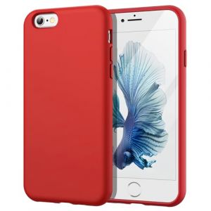 JETech Coque en Silicone pour iPhone 6s/6 4,7 Pouces, étui de Protection Complète du Corps au Toucher Soyeux, Housse Doublure Douce en Tissu Microfibre, Anti-Chocs (Rouge) (MuXiaoJun Store, neuf)