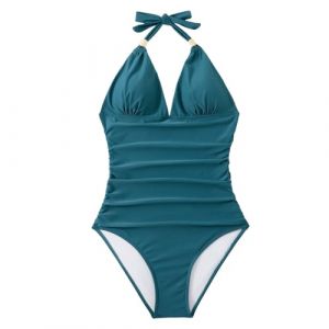 Maillot De Bain Femme 1 Pieces Femme Dos Nu Sexy D&eacute;collet&eacute; Col en V Profond Push Up Monokini Maillot De Bain Amincissant &Eacute;t&eacute; Vetement De Plage Imprim&eacute; R&eacute;tro Rembourr&eacute; Swimwear (Chnnamzu (7-12 jours), neuf)
