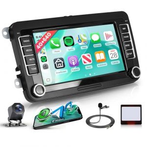 4G+64G Sans Fil Carplay Android 13 Autoradio 2 Din pour VW Golf 5 6 Passat Polo Tiguan Touran Caddy Skoda SEAT 7 Pouces Autoradio Android Auto GPS Navi WiFi Bluetooth FM/RDS/EQ/DAB/SWC Cam&eacute;ra de Recul (Rimoody Direct, neuf)