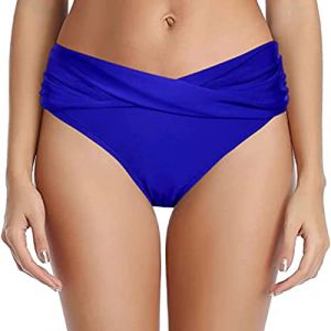 G&eacute;n&eacute;rique Bas Maillot De Bain Taille Haute pour Femme &Eacute;l&eacute;gant Bikini Ruched Bikini Slips Couleur Unie Triangle Short de Bain Amincissant Gainant Ventre Plat Maillot de Bain menstruel (Muessnew, neuf)