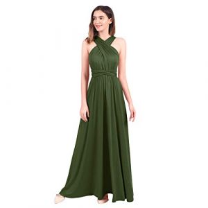 Femme Robe Longue de Cérémonie Chic Robe Ado Multi-Style Sexy Taille Haute sans Manche Robe Fille d’Eté Bandage de Soirée Cocktail Demoiselle d'honneur Mariage Fête Aniversaire Armée Verte XL (IBTOMCASTLE, neuf)