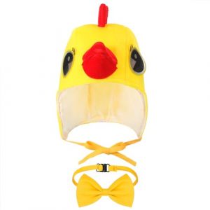 SATINIOR Chapeau de Poule Chapeau de Fantaisie Jaune R&eacute;glable Bonnet de Poulet Amusant avec N&oelig;ud Papillon Jaune pour Adulte Halloween No&euml;l P&acirc;ques Accessoires de D&eacute;guisement D&eacute;coration de F&ecirc;te (BARQUEEN, neuf)