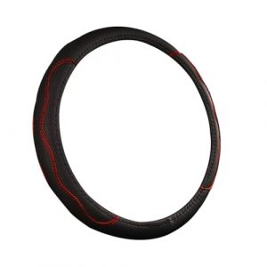 JNNJ Couvre Volant Voiture, Antidérapant Couvre Volant, Respirant Housse De Volant en Cuir, Housse De Volants 38cm, Voiture Accessoires D'intérieur Protecteurs pour Femmes Et Hommes(Noir+Rouge) (KJHmaoyi, neuf)