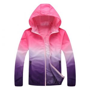 Veste Running Impermeable Veste de pluie solide pour femmes, grande taille, &agrave; capuche, coupe-vent, manteau ample, imperm&eacute;able, sac de rangement &agrave; Poncho Impermeable Camouflage (Hot Pink, XL) (BKBP_, neuf)