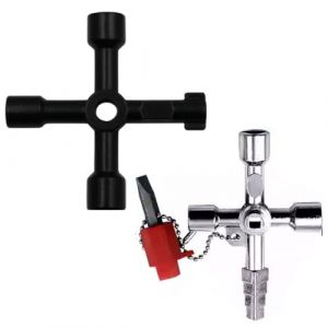 JYNXOR 2 Pcs Clé Triangulaire 4 Voies Universelle Multifonction, Clé Triangle Poubelle, Clé Armoire Electrique, Clé Utilitaire pour Boîtes Électriques, Gaz, Eau, Compteurs Électriques et Armoires (SHOPSCAPE INK, neuf)