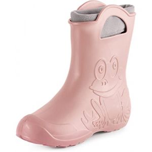 Ladeheid Bottes de pluie femme l&eacute;g&egrave;res imperm&eacute;ables en mousse EVA avec doublure chaude motif grenouille semelle antid&eacute;rapante poign&eacute;es faciles &agrave; enfiler LA-CA-12 (Poudre Rose, 38/39 EU) (Hisert, neuf)