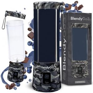 Blender portable BlendyGo3, Mixeur portable, Smoothie Maker rechargeable USB, Mixeur Smoothie puissant sans fil, Mini Blender pour smoothies et jus, sans BPA (Camouflage) (BlendyGo, neuf)