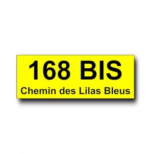 Plaque Boite aux Lettre Personnalisable - 12 Cm x 5 Cm - Num&eacute;ro de Maison et Adresse - Grav&eacute;e et Personnalis&eacute;e pour Plaque de Rue - Chiffre Maison - Ext&eacute;rieur - Autocollant (Jaune) (France-gravures, neuf)