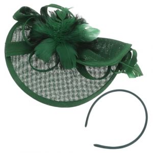 MUSISALY Serrage-T&ecirc;te Bandeau Plume Vert Fonc&eacute; pour Femme Chapeau Bibi de F&ecirc;te &Eacute;l&eacute;gant Accessoire Coiffure Mariage Banquet Mini Chapeau de Soir&eacute;e Chic et L&eacute;ger (YangF, neuf)