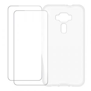 UOGNADGD Compatible avec ASUS Zenfone 3 ZE552KL Coque Personnalis&eacute;e Color&eacute;e avec 2 Protections &Eacute;cran en Verre Tremp&eacute; &ndash; Antichoc et Anti-Rayures (Transparent) (DINGDANGG, neuf)