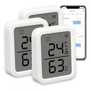 SwitchBot Thermomètre Connecté, Thermomètre Intérieur Connecté Avec Puce Suisse, Capteur de Température Connecté Contrôlé Par l’App, Thermomètre Connecté Bluetooth, Lot de 3 (SwitchBot, neuf)