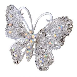 DEARMAMY 2 Pièces broche élégante en strass épingles de cheveux de la mariée Mariage de mariée broches femme Broche femme épingle à nourrice pectoral au design attrayant blanche (Telinei, neuf)