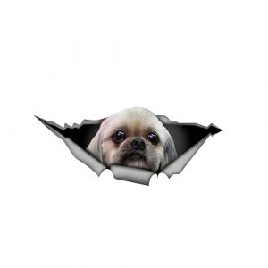 Autocollant de voiture 25 cm (9,8 pouces) Shih Tzu Autocollant dr&ocirc;le Shih Tzu Car Sticker Personnaliser Animal Chien Autocollant &eacute;tanche 3D D&eacute;chir&eacute; M&eacute;tal Autocollant r&eacute;fl&eacute;chissant Pare-chocs Dr&ocirc;le (TIZIKJ-FR Store, neuf)