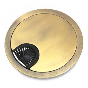 Priostahl Passe-c&acirc;ble Passe-c&acirc;ble - Cache-c&acirc;ble rond - Ordre des c&acirc;bles - 1 pi&egrave;ce avec fermeture &agrave; brosse &Oslash; 90 mm - Surface : laiton bross&eacute; (aspect) - Pour bureau en m&eacute;tal de PRIOstahl (PRIOstahl, neuf)