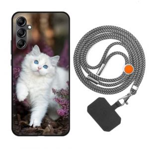 vingarshern Coque Compatible avec Samsung Galaxy A34 5G Antichoc Silicone Bumper Case &Eacute;tui de Protection Housse Coque avec Motif,Souple Coque avec Cordon Detachable,Chat Blanc (YOUKARSHERN, neuf)