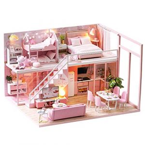 CUTEROOM Kits de Maison de poupée Miniature à Faire soi-même avec Meubles, kit de Maison de poupée en Bois avec boîte à Musique et lumières LED (CUTE ROOM, neuf)