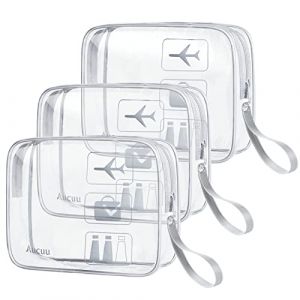 Aucuu 3PCS Trousse de Toilette Transparente, Kit de Voyage pour l&rsquo;Avion, PVC &Eacute;tanche Trousse de Maquillage, Sac de Rangment Transparente Sac Cosm&eacute;tiques pour Homme et Femme (Aucuu&reg;-EU, neuf)