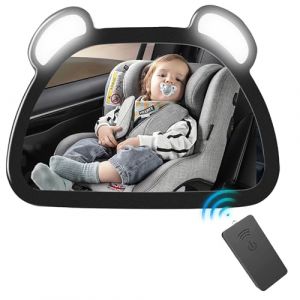 Rétroviseur Voiture Bébé, Grande Enfant Miroir de Voiture pour Auto, otation à 360° Rétroviseur Bébé Vue Arrière Miroir, Surveillance Bébé pour Siège Arrière (LED) (KUN-VEGY Trade 2000 Kft, neuf)