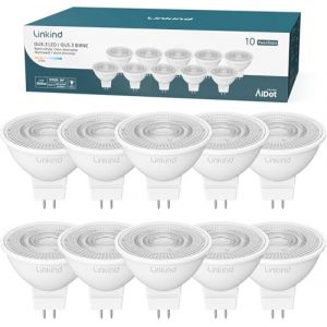 Linkind Ampoule Led GU5.3, 3.4W &Eacute;quivalent 35W, 2700K Blanc Chaud Angle de Rayonnement 36&deg; Spot LED MR16, 360Lm AC/DC Ampoule LED 12V, Dur&eacute;e de Vie 25000h, non Dimmable, 10 PCS (LINKIND-EU, neuf)