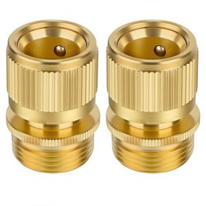 NUTKIT 2PCS Raccord Tuyau D'arrosage Laiton, Tuyau D'arrosage en Laiton de 3/4" M&acirc;le et Femelle, Connecteur Rapide &agrave; Filetage Femelle pour Tu-yau d'arrosage 3/4", pour Tu-yau Extensible et Jardinage (HFX-online, neuf)