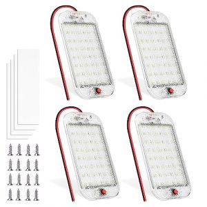 MERTTURM 48LED Voiture Interieur, Lumière Blanche Super Brillant Barre LED DC12v-85V 800LM Avec Interrupteur ON/OFF, Plafonnier LED Camping Car Universel pour Camion/Bateau/Van/Caravane(4 Pièces) (MUYO DIRECT, neuf)