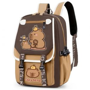 FCXVXCL Capybara Sac &agrave; Dos Enfant, Cartoon Sacs Scolaires Sac d'&eacute;cole Sacs Scolaires pour &Eacute;tudiant Outdoor Voyage &Eacute;cole Sortie de Printemps Anim&eacute; Sac Mode Imperm&eacute;able (haigo250108, neuf)