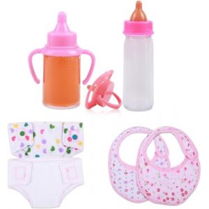 YUNHENTONG 7 Pi&egrave;ces Biberon Magique pour Poup&eacute;e Couche Poupee Bavoir Poupon T&eacute;tine Accessoire Poupon Cadeau d'enfant pour Anniversaire, No&euml;l, Nouvel an (hengyunup, neuf)