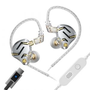 Yinyoo KZ ZS12 Pro 2 IEM Écouteur Filaires USBC HiFi Écouteurs 5BA+1DD Écouteur Intra-Auricularie avec Connecteur 2 Broches Doré pour Musicien (Noir, avec Micro)​ (Yinyoo audio（VAT Registered）, neuf)