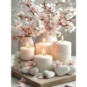 RICUVED Bougie Diamond Painting Kit -Fleur Diamant 5D DIY pour Adultes, Kit Complet de Broderie Diamant Diamant Strass Point de Croix Cristal Painting pour Murale D&eacute;coration 30X40cm (FANDIJIA, neuf)