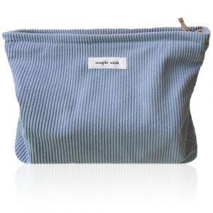 Tcdwla Trousse de Toilette Femme, Trousse Maquillage Femme, Voyage Accessoires Sac Cosm&eacute;tique en Velours C&ocirc;tel&eacute; pour L'&eacute;cole, Les Voyages, Le Shopping (Bleu) (JJDREAM, neuf)