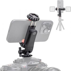 Zeadio Adaptateur de support de smartphone avec sabot de flash, support de trépied pour téléphone portable, monopode de selfie avec pince réglable, pour la photographie Canon Nikon DSLR iPhone Samsung (Zeadio FR, neuf)