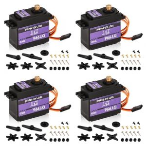 Servomoteurs à 180 degrés 15 kg Servo numérique avec boîte de vitesse en métal à couple élevé Servo moteur RC, 6V, pour voiture RC 1/10 1/8 Avion Bateau Robot Hélicoptère [4PCS] (MiMiU, neuf)