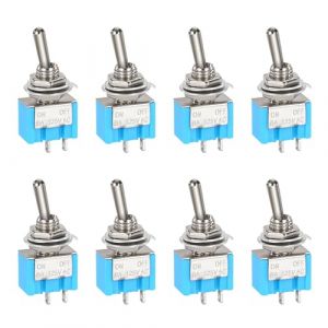 IZyufan 8 Pi&egrave;ces Interrupteur &agrave; Bascule en M&eacute;tal 12V, 10 A/125 V 6 A/250 V AC pour Voiture, Bateau, Appareils M&eacute;nagers, on/Off 2 Position 2 Broches (DANIEL CORRIGA LTD, neuf)