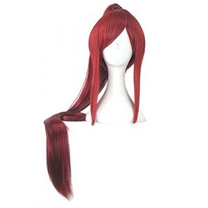 Fairy Tail Erza écarlate rouge longue queue de cheval perruque droite Cosplay Costume femmes résistant à la chaleur cheveux synthétiques fête jeu de rôle perruques ZY-900 (good stuff A, neuf)