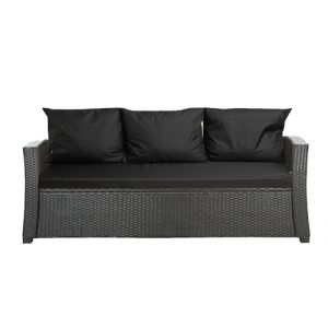 Setgarden® Coussin d'extérieur pour banc de jardin en rotin synthétique - Pour balancelle hollywoodienne - Noir - 160 x 60 x 50 cm (setgarden, neuf)