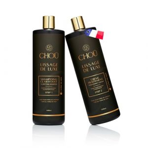 CHO&Uuml;-Lissage br&eacute;silien Kit professionnel Sans Formol aux actifs naturels-Lissage k&eacute;ratine- avec Shampoing clarifiant-Convient femmes enceintes et enfants Fabriqu&eacute; en France 1L (ASL&co, neuf)