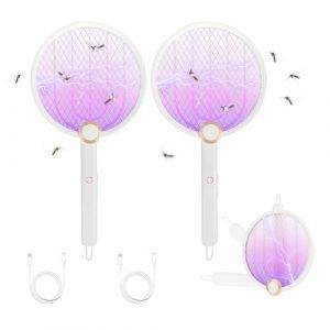 ASPECTEK Lot de 2 Raquette Electrique Insectes, Raquette Anti Moustiques Électrique 3000 V Rechargeable avec Câble de Charge USB, Contre Moustiques Mouches Insectes Volants (Deals_Republic, neuf)