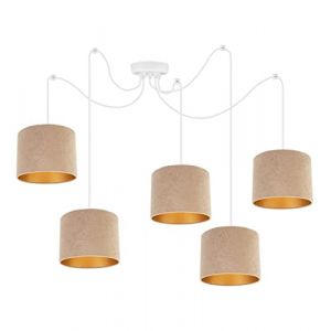 Light-Home Milan Spider Abat Jour Suspension Luminaire Lustre Araignée - Moderne Abat Jour Plafond - Matériel - À 5 Lumières - Beige et Or - Câble blanc (Light-home, neuf)