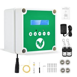 Porte Automatique Poulailler,Sunowl Porte de Poulailler Automatique avec minuterie et télécommande,Porte Automatique Poulailler a Pile, Kit de Porte de Poulailler Electrique Protéger Le Poulet(Verte) (WIND FLIES LIMITED, neuf)