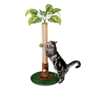 Meowoou Griffoir pour Chat, 81 cm de Hauteur Grattoir Chat avec Corde en Sisal pour Chats d'int&eacute;rieur Joli Griffoir pour Chaton Vert avec Jouet (Meowoou, neuf)