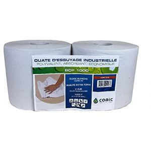 Bobines Blanche d'essuyage - 1000 feuilles coll&eacute;es - Lot de 2 (JORISELECTION, neuf)