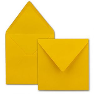 1000x Enveloppes carrées jaune miel (jaune) - 15,5 x 15,5 cm - sans fenêtre, à collage humide - 110 g/m² - pour cartes d'invitation de mariage, d'anniversaire et autres - série FarbenFroh (GUSTAV NEUSER GmbH, neuf)